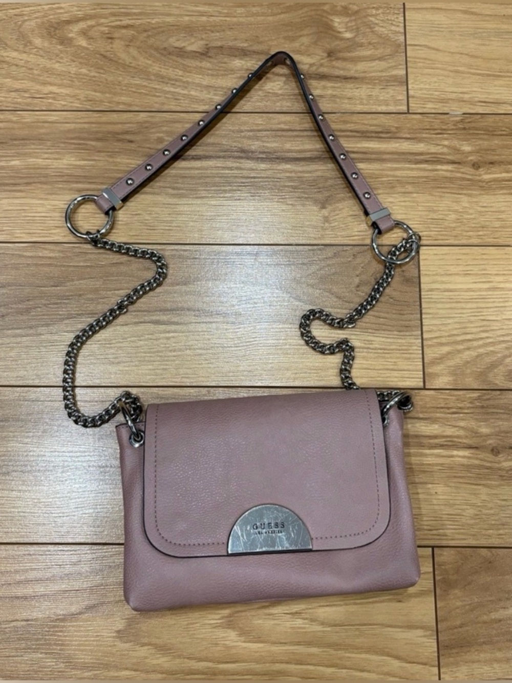 GUESS Pink Crossbody Bag with Chain Strap